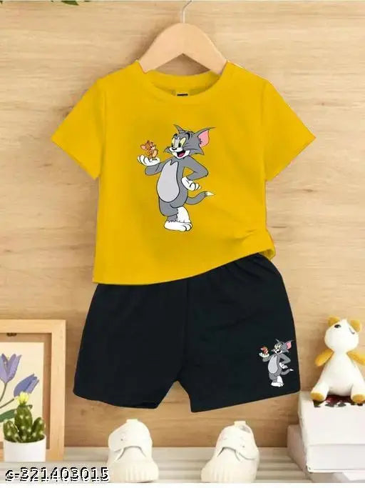 Kids Set Half Sleeves Stylies Printed Top Bottom Set