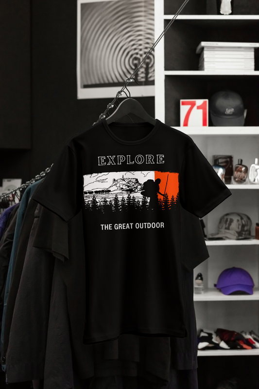 "Explore the Outdoors – Premium Black Travel T-Shirt"