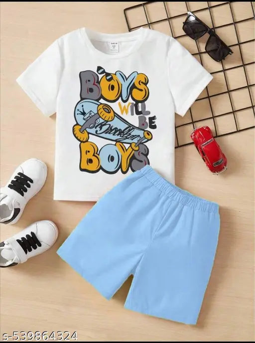 Trendy Kids White T-Shirt & Shorts Co-ord Set | Summer Casual Outfit | Boys & Girls Fashion Wear