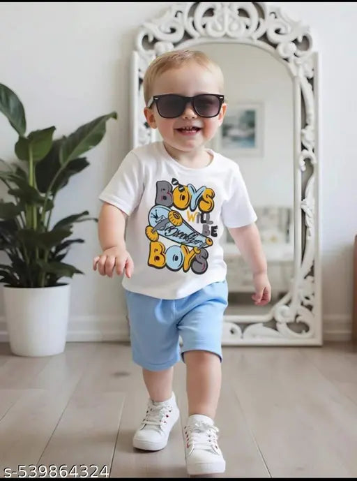 Trendy Kids White T-Shirt & Shorts Co-ord Set | Summer Casual Outfit | Boys & Girls Fashion Wear