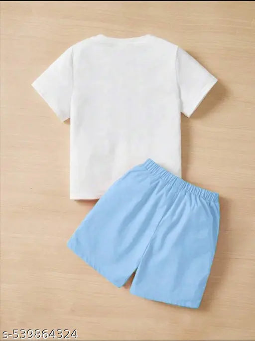 Trendy Kids White T-Shirt & Shorts Co-ord Set | Summer Casual Outfit | Boys & Girls Fashion Wear