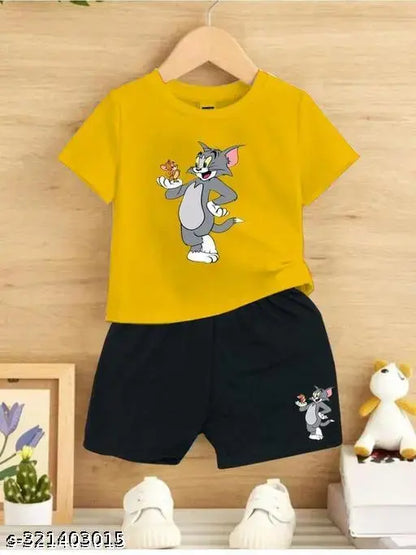 Kids Set Half Sleeves Stylies Printed Top Bottom Set