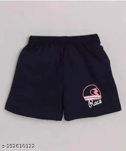 New Trendy Stylish Peach & Black Hosiery Cotton Set – Printed T-Shirt & Shorts for Effortless Comfort for Kids