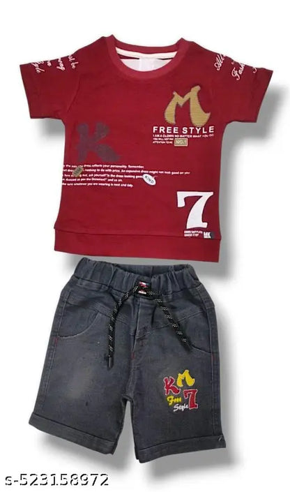 STYLISH BOYS TOP BOTTOM JEANS SET