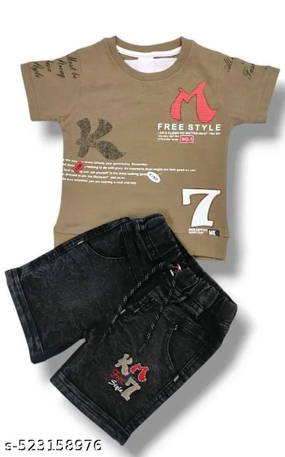STYLISH BOYS TOP BOTTOM JEANS SET