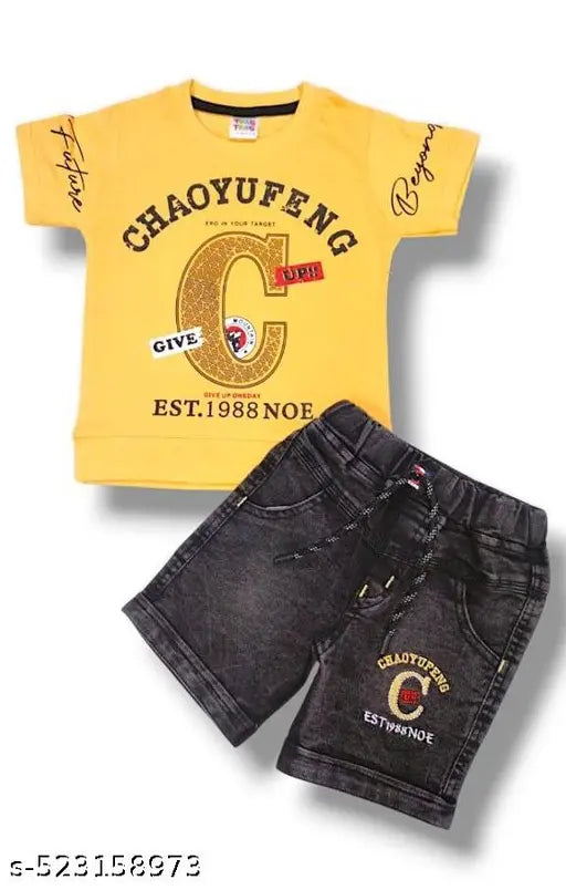 STYLISH BOYS TOP BOTTOM JEANS SET