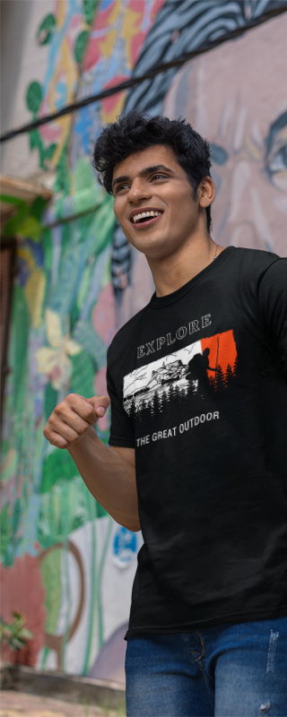 "Explore the Outdoors – Premium Black Travel T-Shirt"